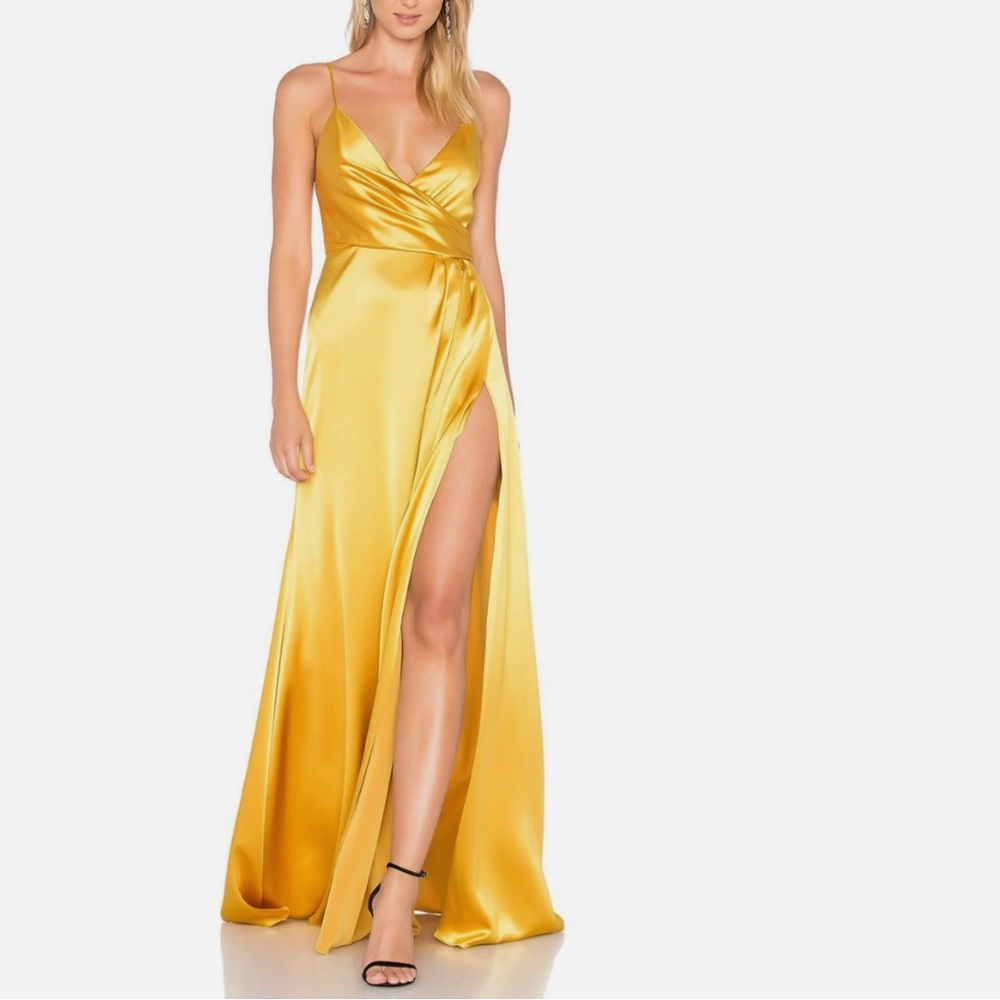 Jill Jill Stuart  Satin Wrap Slip Dress- Gold